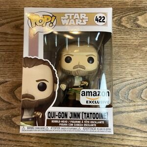 Funko Pop Star Wars Qui-Gon Jinn Tatooine #422 Amazon Exclusive New In Box
